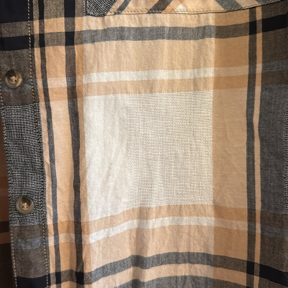 Sanctuary Medium Plaid button up shirt boyfriend cream black - Picture 3 of 6